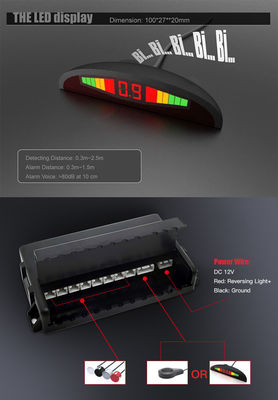 6-Sensor Parking Radar System for Vehicles with LED Distance Display and Adjustable Warning Sound
