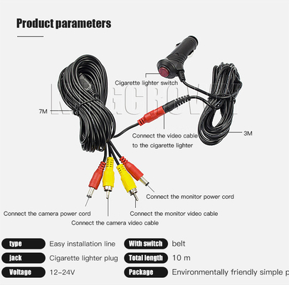 O isqueiro Multifunction do cigarro do carro cabografa DC24V 4 Pin Reversing Camera Connector