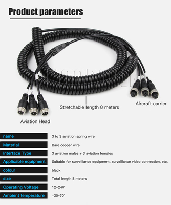 4 Stretchable FCC dos acessórios da câmera do teleférico da extensão da mola da aviação de PIN Black 3 a 3