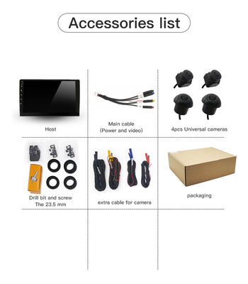 Sistema Completo de Visão Panorâmica do Carro com Unidade Principal e Câmeras AHD 1080P para Manobras Mais Seguras