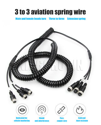 Fabricante 4Pin Splitter em espiral AV Cable Nylon Trailer Spring Wire Copper Plug Adaptador de aviação para aplicações de energia