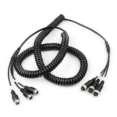 Fabricante 4Pin Splitter em espiral AV Cable Nylon Trailer Spring Wire Copper Plug Adaptador de aviação para aplicações de energia