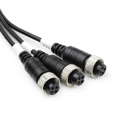 plutônio à prova de chama do cabo video da extensão de 8m 4 Pin Rear View Camera Cable impermeável
