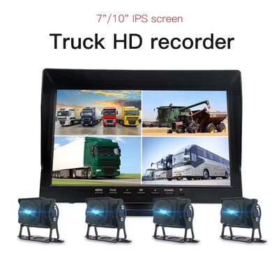 10.1 Polegadas IPS Touch 4CH Tela Dividida Car MP5 DVR Gravador Monitor com Câmera de Estacionamento AHD IR Visão Noturna para Caminhão/Reboque/Ônibus