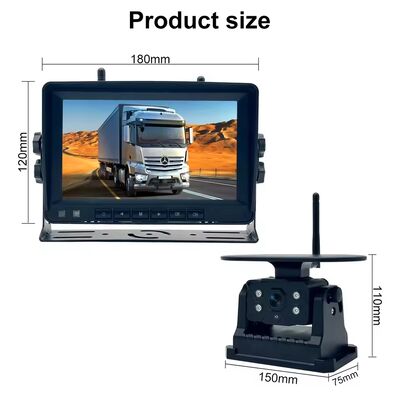 Monitor DVR sem fio de alta definição para caminhão, câmera de gravação de ré com visão noturna, alimentada por energia solar e Wi-Fi, para RV Winnebago Travato