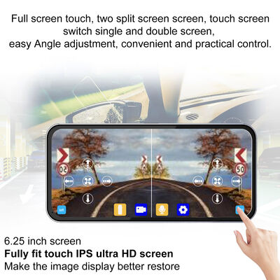 Câmera de ré AHD 1080P avançada com design de barbatana de tubarão e tela de 6,25 polegadas para estacionamento e consciência de ponto cego