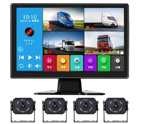 10.1 polegada 1080P Car Rear View Monitor Visão noturna Reverse Camera Detecção de ponto cego Dash Cam Sistema de alarme de segurança