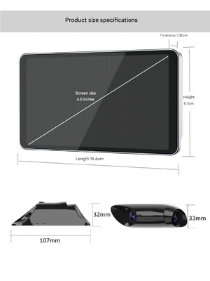 Dual-Lens 1080P Espelho retrovisor eletrônico de 6 polegadas Display de alta luminosidade Ultra-fina Alumínio Corpo Impermeável Veículo Espelho retrovisor de câmera para carros