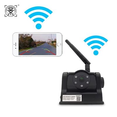 Câmera de Ré WiFi Sem Fio com Ângulo Amplo Ajustável de 140° Resolução HD 720P e à Prova d'Água IP67 à Prova de Poeira para Caminhões e RVs