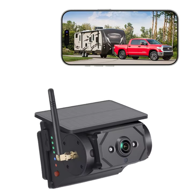 Câmera Veicular Sem Fio Solar com Wi-Fi, Transmissão de 100m, Câmera de Ré para Ônibus, Van, Caminhão, RV, Trailer, Todos os Modelos de Veículos