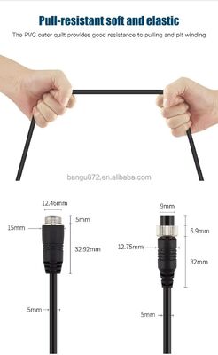 Cabo conector de aviação 4PIN com núcleo de cobre puro IP67 à prova d'água e design flexível em espiral para câmeras de veículos