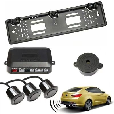 Sistema de alerta de proximidade Parktronics Placa de condução europeia Cadro Radar de marcha atrás de automóvel com 3 sensores Placa da UE universal