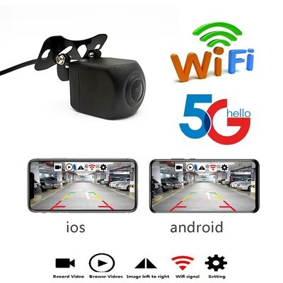 Câmera de backup sem fio 5G WiFi com visão nocturna infravermelha e câmera de visão traseira à prova d'água IP67 para iOS e Android