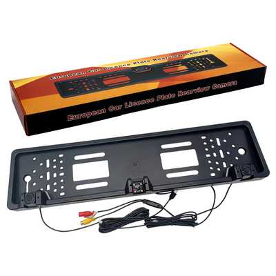 Hot Selling EU Car License Plate Frame Camera, IP67 Waterproof Rear View Backup Reversing Parking Camera com Kit de Radar, OEM Disponível