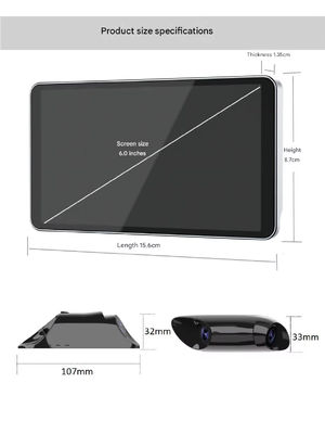 6.0 Polegadas IPS 600CD Brilho CMS Sistema de Espelho Lateral Eletrônico com Resolução AHD 1080P à Prova d'Água IP67 e Ângulo Amplo de 140° para Caminhões Pesados