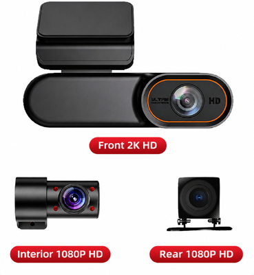 Câmera de painel 4G LTE 2K HD com visão noturna infravermelha para DVR de veículo e câmera de carro
