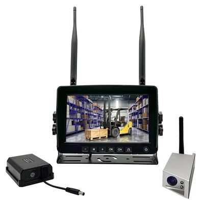 Kit de Câmera Solar Sem Fio para Empilhadeira com Bateria de 9600mAh, Montagem Magnética, Monitor de 7 Polegadas e Câmera à Prova d'Água IP68