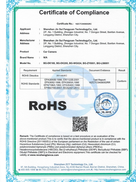 CHINA Shenzhen Jinsuifangyuan Technology Co., Ltd. Certificações
